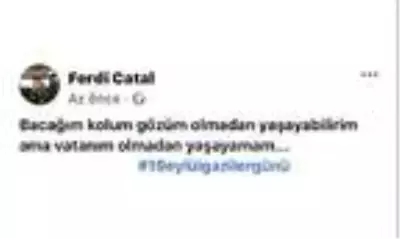 Gazi Ferdi Çatal: Vatanım olmadan yaşayamam Gazi Ferdi Çatal: Vatanım olmadan yaşayamam