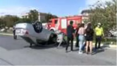 Beylikdüzü'nde takla atan otomobildeki sürücü yaralandı Beylikdüzü'nde takla atan otomobildeki sürücü yaralandı