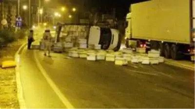 Kovan taşıyan kamyonet devrildi... Arılar yüzünden kimse araca yanaşamadı Kovan taşıyan kamyonet devrildi... Arılar yüzünden kimse araca yanaşamadı