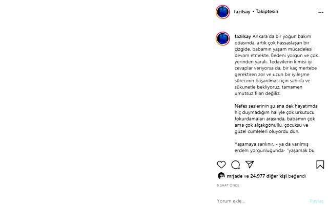 Piyanist Fazıl Say'ın babası yoğun bakımda yaşam mücadelesi veriyor Piyanist Fazıl Say'ın babası yoğun bakımda yaşam mücadelesi veriyor