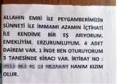 78 yaşında 3'üncü eşini bulmak için duraklara ilan astı 78 yaşında 3'üncü eşini bulmak için duraklara ilan astı