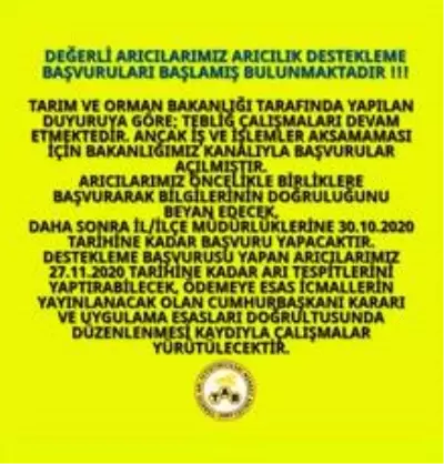 Arıcılık destekleme başvuruları başladı Arıcılık destekleme başvuruları başladı
