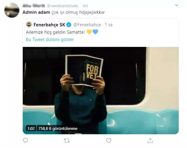Fenerbahçe'nin Samatta paylaşımındaki 'Admin adam' detayı taraftarın dikkatinden kaçmadı Fenerbahçe'nin Samatta paylaşımındaki 'Admin adam' detayı taraftarın dikkatinden kaçmadı