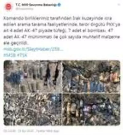 Irak'ın kuzeyinde terör örgütü PKK'ya ait silah ve mühimmat ele geçirildi Irak'ın kuzeyinde terör örgütü PKK'ya ait silah ve mühimmat ele geçirildi