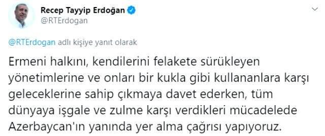Son Dakika! Ermenistan'ın saldırısı sonrasında Cumhurbaşkanı Erdoğan'dan Azerbaycan'a destek mesajı Son Dakika! Ermenistan'ın saldırısı sonrasında Cumhurbaşkanı Erdoğan'dan Azerbaycan'a destek mesajı