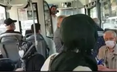 Otobüste mesafe tartışmasına bir yenisi daha eklendi Otobüste mesafe tartışmasına bir yenisi daha eklendi