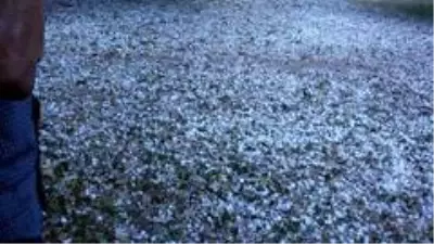 Dolu araç camlarını tuzla buz etti Dolu araç camlarını tuzla buz etti