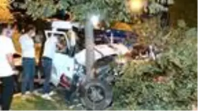 Tekeri kopan çekici kamyonet ağaca çarptı, sürücü yaralandı Tekeri kopan çekici kamyonet ağaca çarptı, sürücü yaralandı