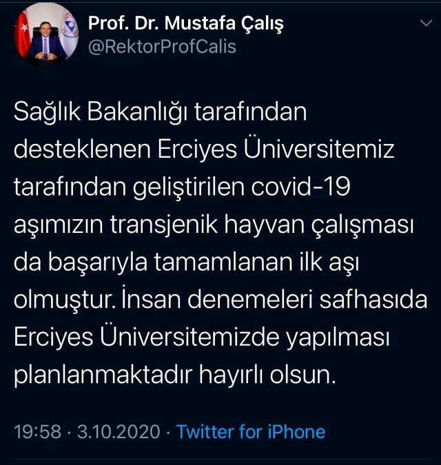 Bakan Koca'nın yerli aşı müjdesi verdiği üniversitenin rektörü ve eşi koronavirüse yakalandı