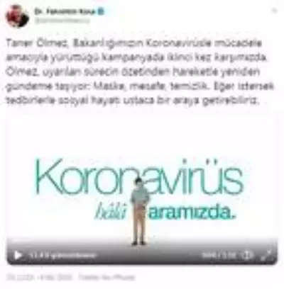 Son dakika haberleri! Bakan Koca'dan koronavirüsle ilgili yeni kamu spotu Son dakika haberleri! Bakan Koca'dan koronavirüsle ilgili yeni kamu spotu