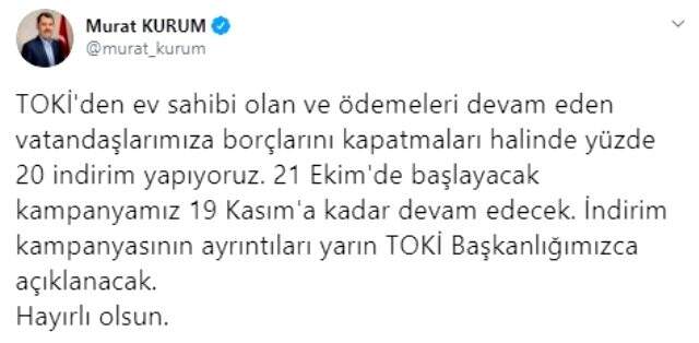 Son Dakika: TOKİ'den ev alanlara müjde! Borçlarını kapatanlara yüzde 20 indirim yapılacak