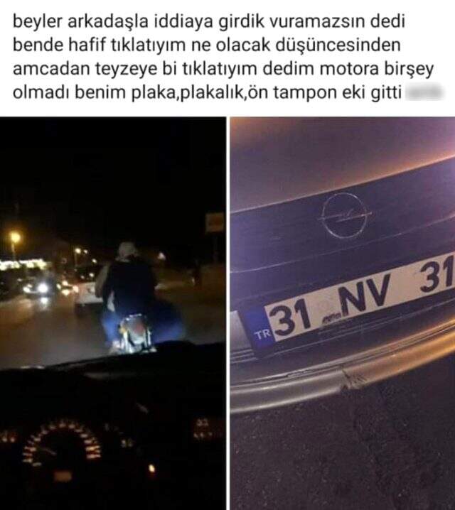 Arkadaşıyla iddiaya girip arabayı yaşlı çiftin motosikletinin üzerine süren şahıs gözaltına alındı