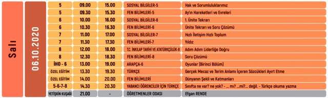 EBA giriş: TRT EBA canlı ders saatleri 6 Ekim Salı ilkokul, ortaokul, lise