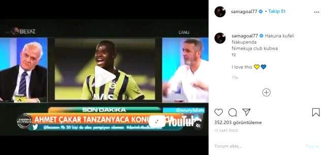 Ahmet Çakar'ın videosunu paylaşan Samatta, sosyal medyaya damga vurdu