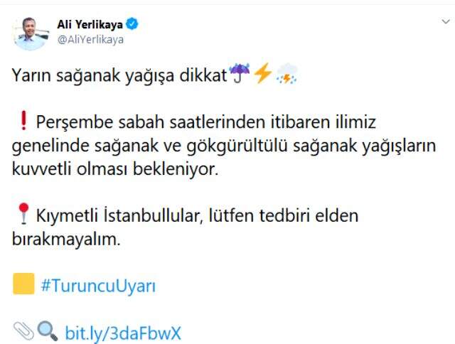 Meteoroloji'nin turuncu kodlu uyarısının ardından bir ikaz da Vali'den geldi