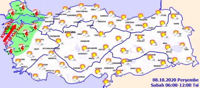 Meteoroloji'den, İstanbul'un da içinde olduğu 7 il için dolu ve fırtına uyarısı