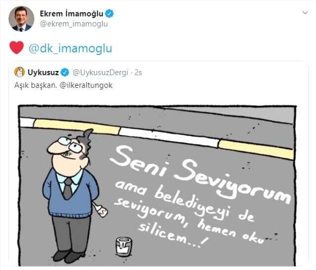 Ekrem İmamoğlu'ndan Dilek İmamoğlu'na ilanı aşk: Seni seviyorum ama belediyeyi de seviyorum Ekrem İmamoğlu'ndan Dilek İmamoğlu'na ilanı aşk: Seni seviyorum ama belediyeyi de seviyorum