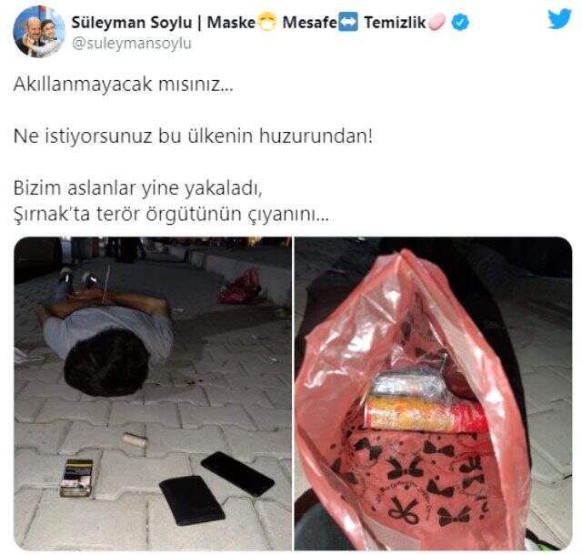 Süleyman Soylu, eylem hazırlığındaki teröristin fotoğrafını paylaştı: Bizim aslanlar yine yakaladı