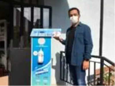 Ateş ölçümü ve dezenfektanın bir arada olduğu ünite üretildi Ateş ölçümü ve dezenfektanın bir arada olduğu ünite üretildi