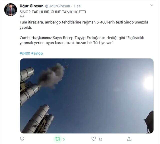 Sinop'ta denemeleri yapılan S-400'lerin ateşlendiği anların yeni görüntüleri ortaya çıktı