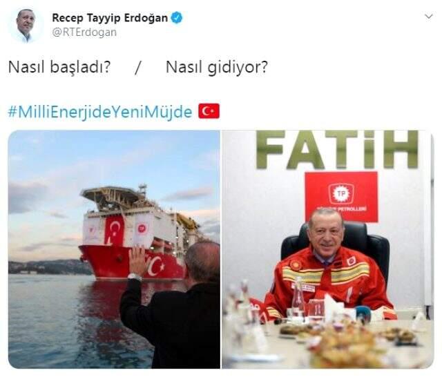 Cumhurbaşkanı Erdoğan'dan 'Fatih' Sondaj Gemisi paylaşımı Cumhurbaşkanı Erdoğan'dan 'Fatih' Sondaj Gemisi paylaşımı