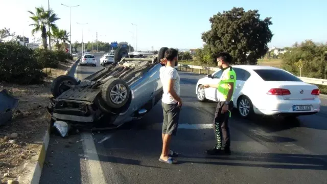 Takla atan otomobilden burnu bile kanamadan çıktı