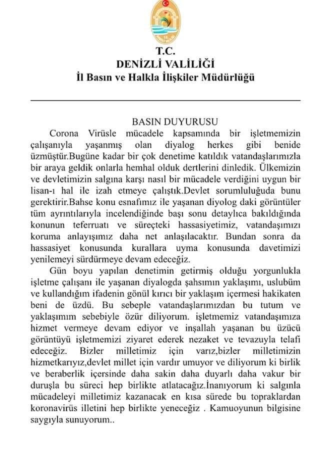 Denizli Valisi Atik döner ustasına sinirlenip 'İşletmeyi kapatın' talimatı verdi! Tepkiler üzerine özür diledi Denizli Valisi Atik döner ustasına sinirlenip 'İşletmeyi kapatın' talimatı verdi! Tepkiler üzerine özür diledi