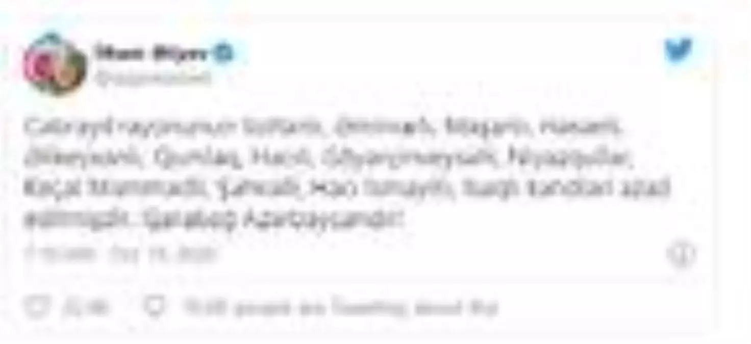 Azerbaycan Cumhurbaşkanı Aliyev: Cebrail'e bağlı 13 köy işgalden kurtarıldı