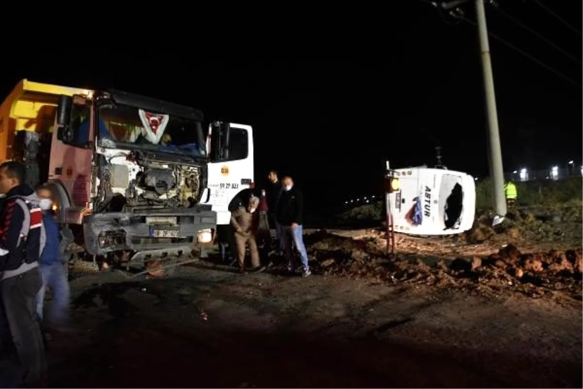 Son dakika haberi | Tekirdağ'da işçilerin taşındığı midibüs ile hafriyat kamyonu çarpıştı: 1 ölü, 14 yaralı