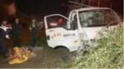 Yoldan çıkan kamyonet, toprak yığınına çarptı: 2 yaralı Yoldan çıkan kamyonet, toprak yığınına çarptı: 2 yaralı