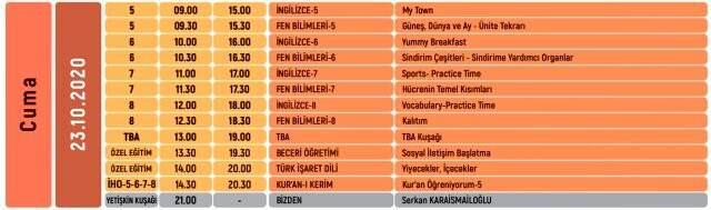 EBA giriş: TRT EBA canlı ders saatleri 23 Ekim Cuma ilkokul, ortaokul, lise haftalık ders programı EBA giriş: TRT EBA canlı ders saatleri 23 Ekim Cuma ilkokul, ortaokul, lise haftalık ders programı