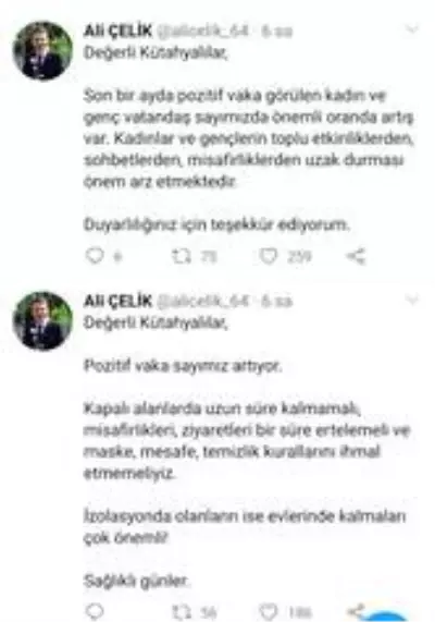 Vali Çelik: 'Kütahya'daki vaka sayısında ciddi artış var' Vali Çelik: 'Kütahya'daki vaka sayısında ciddi artış var'