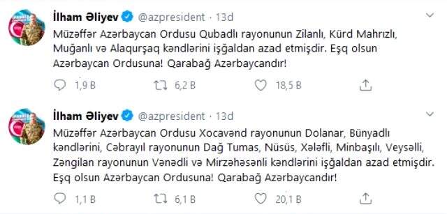 Son Dakika: Azerbaycan ordusu, 13 köyü daha Ermenistan işgalinden kurtardı