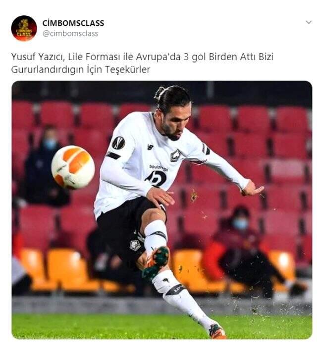 Yusuf Yazıcı'nın Avrupa Ligi'ndeki hat-trick'i, sosyal medyada en çok konuşulan konu oldu Yusuf Yazıcı'nın Avrupa Ligi'ndeki hat-trick'i, sosyal medyada en çok konuşulan konu oldu