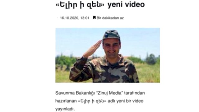 Ermenistan Radyosu Serdar Ortaç'ın ardından Tarkan'ı da öldürülen Azerbaycan askeri olarak servis etti
