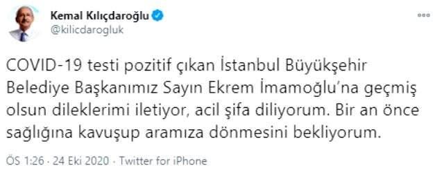 Kılıçdaroğlu'ndan koronavirüse yakalanan İmamoğlu hakkında ilk açıklama Kılıçdaroğlu'ndan koronavirüse yakalanan İmamoğlu hakkında ilk açıklama