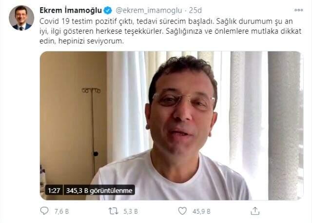 Son Dakika! Koronavirüs test sonucu pozitif çıkan İmamoğlu hastaneden 1,5 dakikalık video yayınladı: Durumum iyi Son Dakika! Koronavirüs test sonucu pozitif çıkan İmamoğlu hastaneden 1,5 dakikalık video yayınladı: Durumum iyi