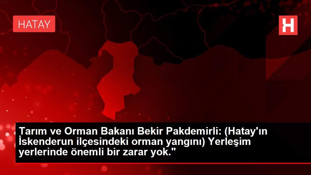 Tarım ve Orman Bakanı Bekir Pakdemirli: (Hatay'ın İskenderun ilçesindeki orman yangını) Yerleşim yerlerinde önemli bir zarar yok. Tarım ve Orman Bakanı Bekir Pakdemirli: (Hatay'ın İskenderun ilçesindeki orman yangını) Yerleşim yerlerinde önemli bir zarar yok.