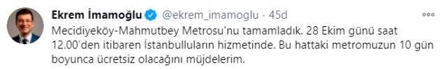 Yarın açılışı yapılacak Mecidiyeköy-Mahmutbey metro hattı böyle test edildi