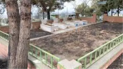 Alevlerin arasında kalan Azganlık Şehitliği ise yangında etkilenmedi Alevlerin arasında kalan Azganlık Şehitliği ise yangında etkilenmedi