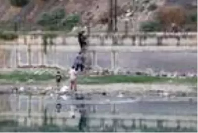 Suyu çekilen Seyhan Nehri'ne inip, balık için hayatlarını tehlikeye attılar Suyu çekilen Seyhan Nehri'ne inip, balık için hayatlarını tehlikeye attılar