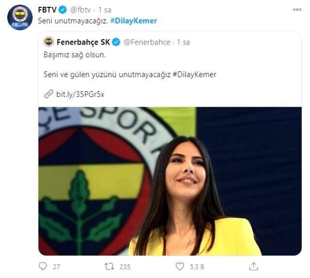 Hayatını kaybeden Dilay Kemer için spor ve medya dünyasından birçok isim başsağlığı mesajı paylaştı