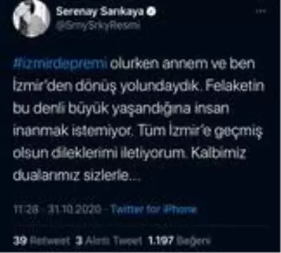 Serenay Sarıkaya'dan deprem açıklaması Serenay Sarıkaya'dan deprem açıklaması