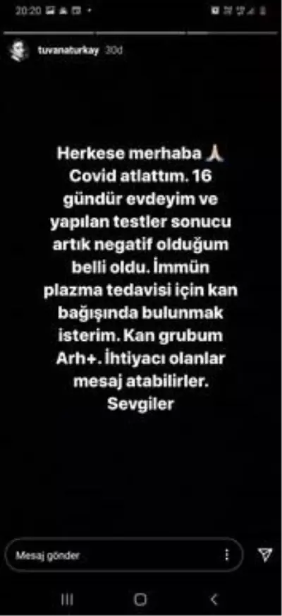 Tuvana Türkay'ın da koronavirüse yakalandığı ortaya çıktı Tuvana Türkay'ın da koronavirüse yakalandığı ortaya çıktı