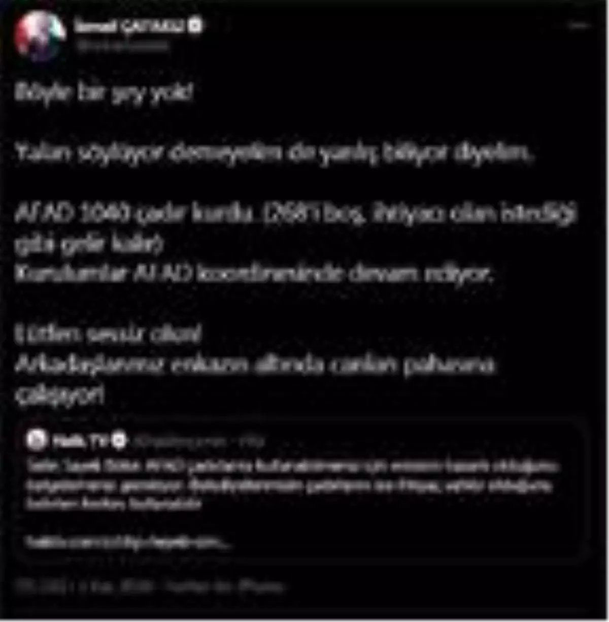 Bakan Yardımcısı Çataklı: AFAD 1040 çadır kurdu, 268'i boş