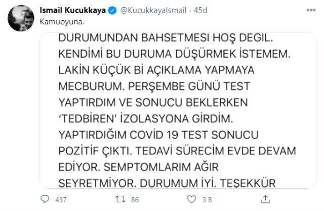 Koronavirüse yakalanan İsmail Küçükkaya ve program ekibi karantinaya alındı