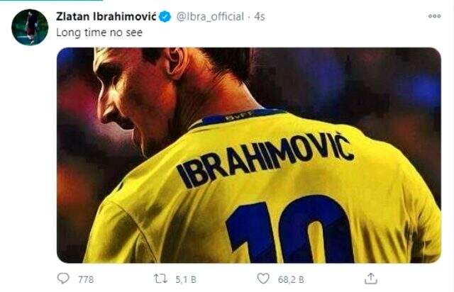 2016 yılında İsveç Milli Takımı'na veda eden Ibrahimovic, geri dönüş sinyali verdi