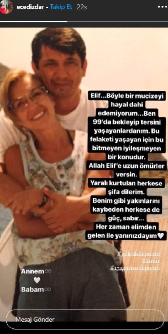 99 depreminde ailesini kaybeden Ece Dizdar'ın Elif'le alakalı paylaşımı yürek yaktı 99 depreminde ailesini kaybeden Ece Dizdar'ın Elif'le alakalı paylaşımı yürek yaktı