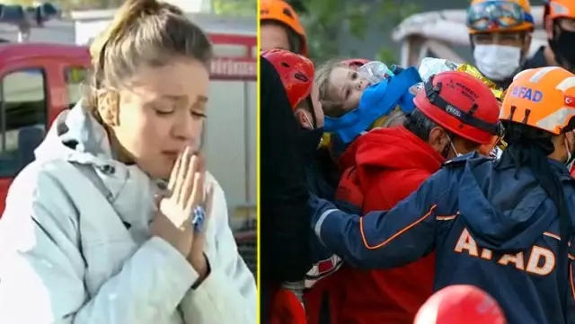 Announcer Cansın Helvacı broke down in tears when baby Ay was rescued