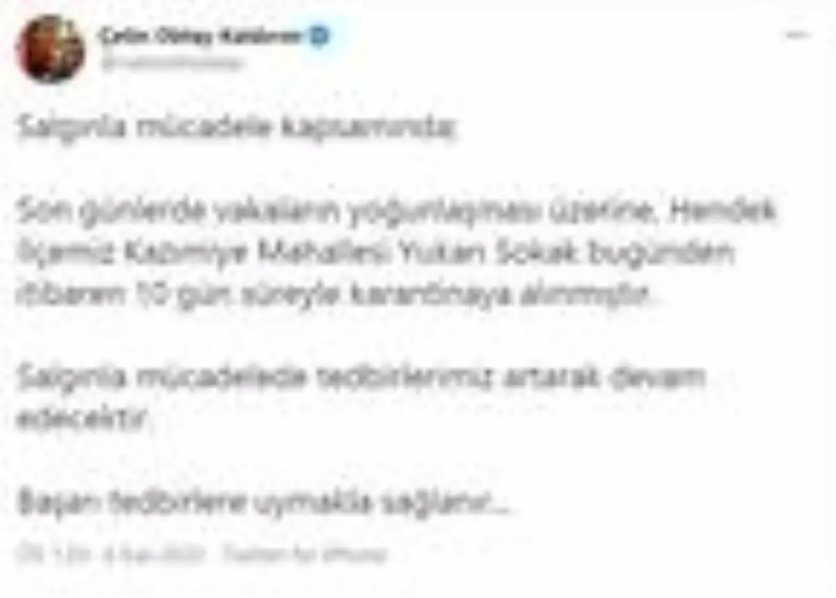 Sakarya'da bir sokak karantinaya alındı